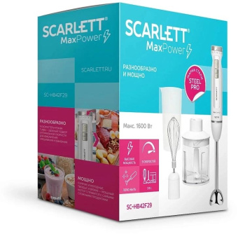 Блендер погружной Scarlett SC-HB42F29 1600Вт белый/серебристый от магазина РЭССИ