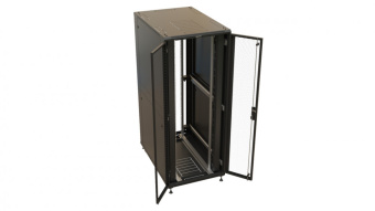 Шкаф серверный Hyperline TTBR-4282-DD-RAL9004 напольный 42U 800x1200мм пер.дв.перфор.2ств. 4 бок.пан. задн.дв.перфор.2-хст. 1000кг черный 1110мм 2055мм IP20 сталь от магазина РЭССИ