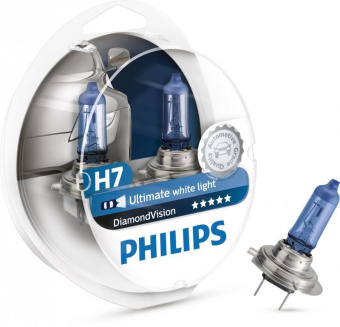 Автолампа 2шт. PHILIPS H7 55 PX26d DIAMOND VISION 5000K 12V 1530 HIT 12972DVS2 от магазина РЭССИ