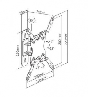 Кронштейн для телевизора Ultramounts UM862 черный 13"-42" макс.20кг настенный поворот и наклон от магазина РЭССИ