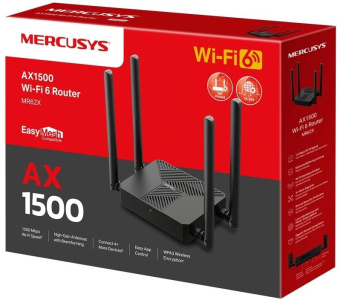Роутер беспроводной Mercusys MR62X AX1500 10/100/1000BASE-TX черный от магазина РЭССИ