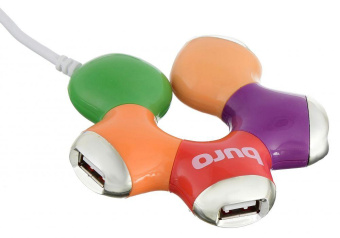 Разветвитель USB 2.0 Buro BU-HUB4-0.5-U2.0-Flower 4порт. разноцветный от магазина РЭССИ