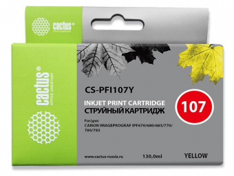 Картридж струйный Cactus CS-PFI107Y желтый (130мл) для Canon IP iPF670/iPF680/iPF685/iPF770/iPF780/iPF785/ от магазина РЭССИ