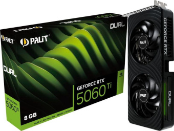 Видеокарта Palit PCI-E 5.0 RTX5060Ti DUAL NVIDIA GeForce RTX 5060TI 8Gb 128bit GDDR7 2407/28000 HDMIx1 DPx3 HDCP Ret от магазина РЭССИ