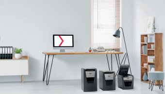 Шредер Rexel Optimum AutoFeed 100X черный с автоподачей (секр.P-4) фрагменты 100лист. 34лтр. скрепки скобы пл.карты от магазина РЭССИ