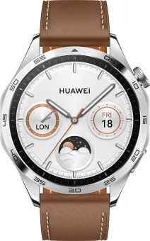 Смарт-часы Huawei Watch GT 4 Phoinix-B19L 46мм 1.43" AMOLED корп.серебристый рем.коричневый разм.брасл.:140-210мм (55020BGX) от магазина РЭССИ