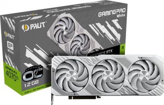 Видеокарта Palit PCI-E 4.0 RTX4070Ti GAMINGPRO WHITE OC NVIDIA GeForce RTX 4070TI 12288Mb 192 GDDR6X 2310/21000 HDMIx1 DPx3 HDCP Ret от магазина РЭССИ