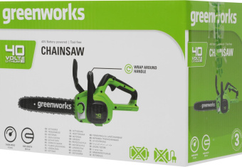 Цепная пила Greenworks G40CS30K2 аккум. дл.шины:12" (30cm) 1аккум. 4Ач ЗУ (2007807UB) от магазина РЭССИ