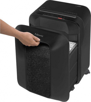 Шредер Fellowes PowerShred LX201 черный (секр.P-5) перекрестный 12лист. 22лтр. скрепки скобы пл.карты от магазина РЭССИ