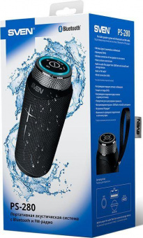Колонка порт. Sven АС PS-280 черный 12W 2.0 BT 10м 2400mAh (SV-020521) от магазина РЭССИ