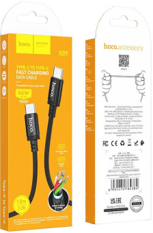 Кабель Hoco X89 Wind X89 WIND TYPE-C TO TYPE-C USB Type-C (m)-USB Type-C (m) 1м черный коробка от магазина РЭССИ
