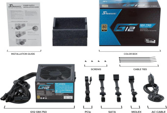 Блок питания Seasonic ATX 750W G12 GM-750 80+ gold (20+4pin) APFC 120mm fan 6xSATA RTL от магазина РЭССИ