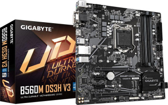Материнская плата Gigabyte B560M DS3H V3 Soc-1200 Intel H470 4xDDR4 mATX AC`97 8ch(7.1) GbLAN+VGA+DVI+HDMI от магазина РЭССИ
