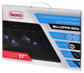 Подставка для ноутбука Buro BU-LCP170-B214 17"398x300x29мм 2xUSB 2x 140ммFAN 926г металлическая сетка/пластик черный от магазина РЭССИ