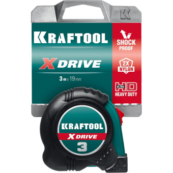 Рулетка KRAFTOOL X-Drive 3м/19мм с ударостойким обрезиненным корпусом 34122-03-19_z02 от магазина РЭССИ