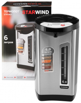 Термопот Starwind STP5401 6л. 800Вт черный/серебристый от магазина РЭССИ