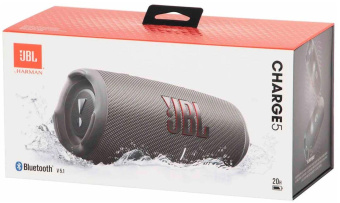 Колонка порт. JBL Charge 5 серый 40W 2.0 BT 15м 7500mAh (JBLCHARGE5GRY) от магазина РЭССИ