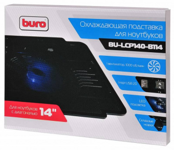 Подставка для ноутбука Buro BU-LCP140-B114 14"335x265x23мм 1xUSB 1x 140ммFAN металлическая сетка/пластик черный от магазина РЭССИ