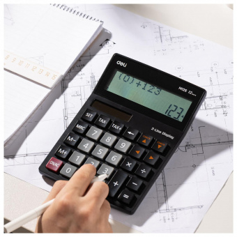 Калькулятор настольный Deli EM126 черный 12-разр. от магазина РЭССИ