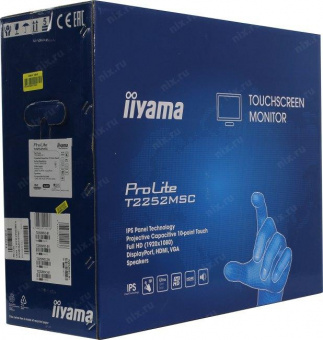 Монитор Iiyama 21.5" ProLite T2252MSC-B1 черный IPS LED 7ms 16:9 HDMI M/M глянцевая 1000:1 250cd 178гр/178гр 1920x1080 60Hz VGA DP FHD USB Touch 4.8кг от магазина РЭССИ