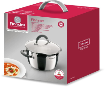 Кастрюля Rondell Flamme RDS-025 5.7л. d=24см (с крышкой) серебристый от магазина РЭССИ