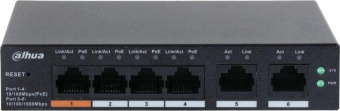 Коммутатор Dahua DH-CS4006-4ET-60 (L2) 4x100Мбит/с 2xКомбо(1000BASE-T/SFP) 30W управляемый от магазина РЭССИ