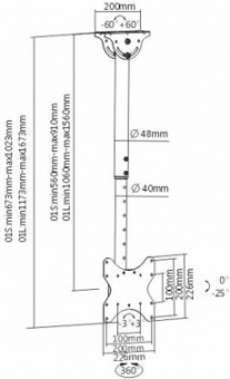 Кронштейн для телевизора Arm Media LCD-1600 черный 15"-48" макс.55кг потолочный наклон от магазина РЭССИ