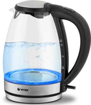 Чайник электрический Vitek VT-7046 1.7л. 2200Вт прозрачный/черный корпус: пластик/стекло от магазина РЭССИ