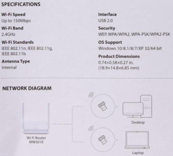 Сетевой адаптер WiFi Mercusys MW150US N150 USB 2.0 от магазина РЭССИ