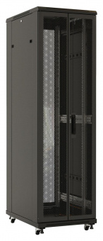 Шкаф серверный Hyperline (TTB-4261-DD-RAL9004) напольный 42U 600x1000мм пер.дв.перфор. задн.дв.перфор. 2 бок.пан. направл.под закл.гайки 800кг черный 910мм 2055мм IP20 сталь от магазина РЭССИ