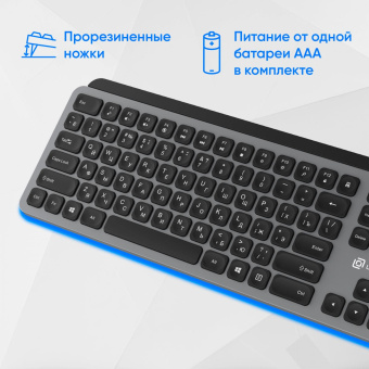 Клавиатура Оклик K859W серый/черный USB беспроводная slim Multimedia (2002136) от магазина РЭССИ