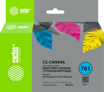Картридж струйный Cactus CS-CM994A №761 голубой (400мл) для HP DesignJet T7100/Т7200 от магазина РЭССИ