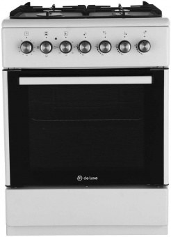 Плита Комбинированная De Luxe 606040.01гэ-001(кр) ЧР белый (стеклянная крышка) реш.чугун от магазина РЭССИ