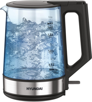 Чайник электрический Hyundai HYK-G8808 1.7л. 2200Вт черный/серебристый корпус: стекло от магазина РЭССИ