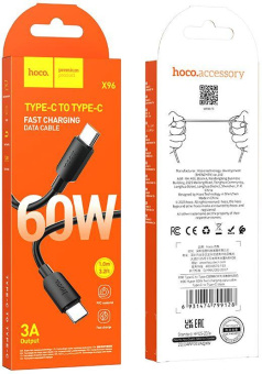 Кабель Hoco X96 Hyper X96 HYPER TYPE-C TO TYPE-C USB Type-C-USB Type-C 1м черный коробка от магазина РЭССИ