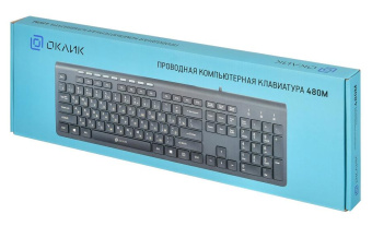 Клавиатура Оклик 480M черный/черный USB slim Multimedia от магазина РЭССИ