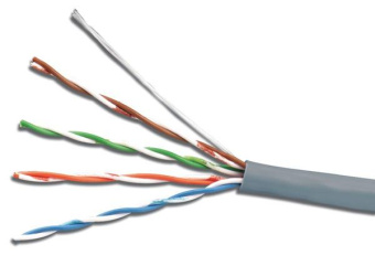 Кабель сетевой UTP 4 пары cat5E solid 0.5мм CCA 100м серый от магазина РЭССИ