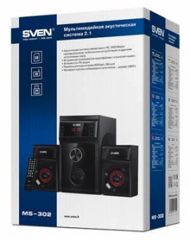 Колонки Sven MS-302 2.1 черный 40Вт от магазина РЭССИ