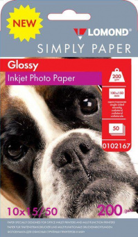 Бумага Lomond Simply 0102167 10x15/200г/м2/50л./белый CIE148% глянцевое для струйной печати от магазина РЭССИ
