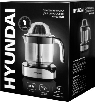Соковыжималка цитрусовая Hyundai HY-JC4123 30Вт рез.сок.:1200мл. черный/нержавеющая сталь от магазина РЭССИ