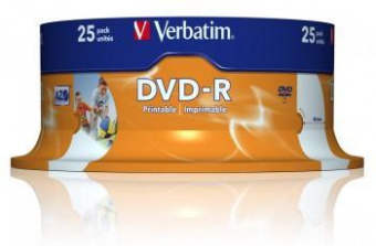 Диск DVD-R Verbatim 4.7Gb 16x Cake Box (25шт) Printable (43538) от магазина РЭССИ