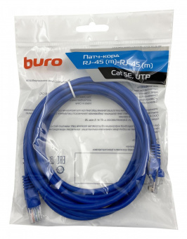 Патч-корд Buro UTP 4 пары cat5E CCA molded 3м синий RJ-45 (m)-RJ-45 (m) от магазина РЭССИ