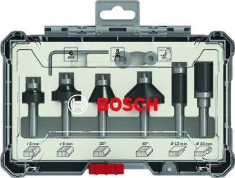 Набор фрез по дер. Bosch 2607017469 d(посад.)=8мм (фрезеры) (упак.:6шт) от магазина РЭССИ