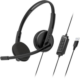 Наушники с микрофоном Creative HS-220 черный 2.4м накладные USB оголовье (51EF1070AA000) от магазина РЭССИ