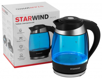 Чайник электрический Starwind SKG2216 1.8л. 2200Вт синий/черный (корпус: стекло) от магазина РЭССИ