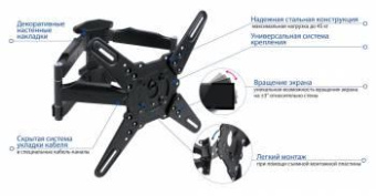 Кронштейн для телевизора Kromax ATLANTIS-45 темно-серый 22"-65" макс.45кг настенный поворот и наклон от магазина РЭССИ