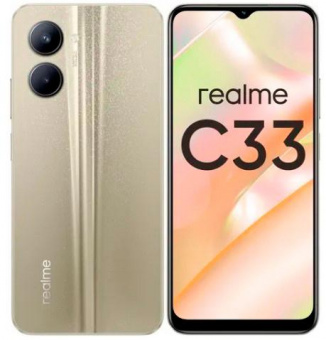 Смартфон Realme C33 64Gb 4Gb золотой моноблок 3G 4G 6.5" 1600x720 Android 12 50Mpix 802.11 a/b/g/n/ac NFC GPS GSM900/1800 GSM1900 TouchSc от магазина РЭССИ