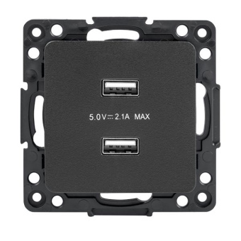 Стокгольм Механизм Розетки USB 2-местной 2,1А черный от магазина РЭССИ