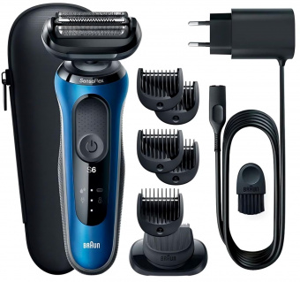 Бритва сетчатая Braun Series 6 61-B1500s реж.эл.:3 питан.:аккум. синий/черный от магазина РЭССИ