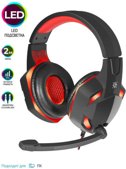 Наушники с микрофоном Defender Warhead G-370 черный/красный 2м накладные оголовье (64037) от магазина РЭССИ